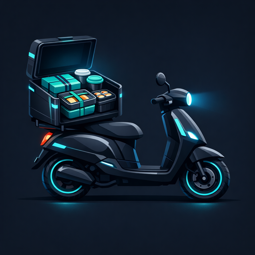 Delivery vehicle carrying food packages